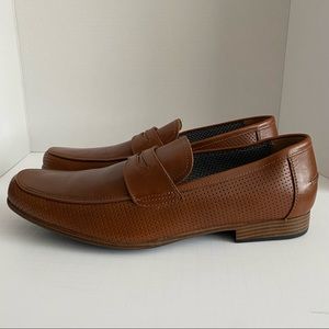 NWOT Bar III Mens Peyton Penny Loafers leather Brown, Size 12